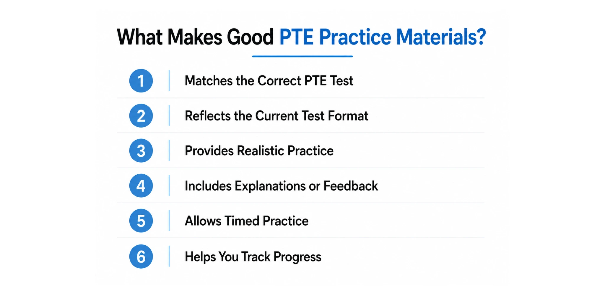 Features of good PTE practice materials